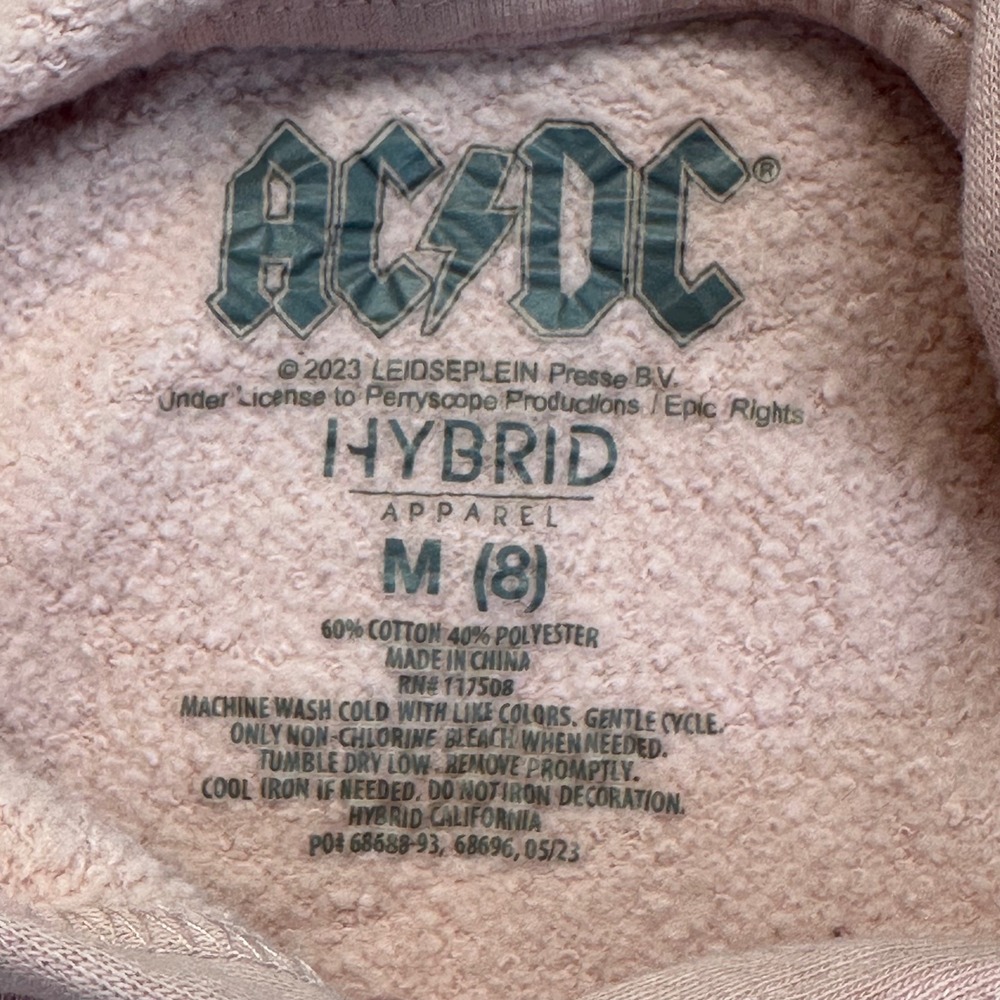 ACDC Rock & Roll Graphic Hoodie Pink Girls Size M 8 retro, nostalgic‎